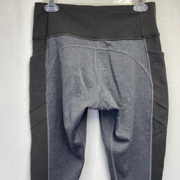 ATHLETA Mid-Rise Yoga-Gym Leggings Women Small Gray Color Block Zipper Pocket - Picture 15 of 16